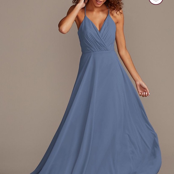 David's Bridal Dresses & Skirts - David’s Bridal Steel Blue Spaghetti Strap Dress